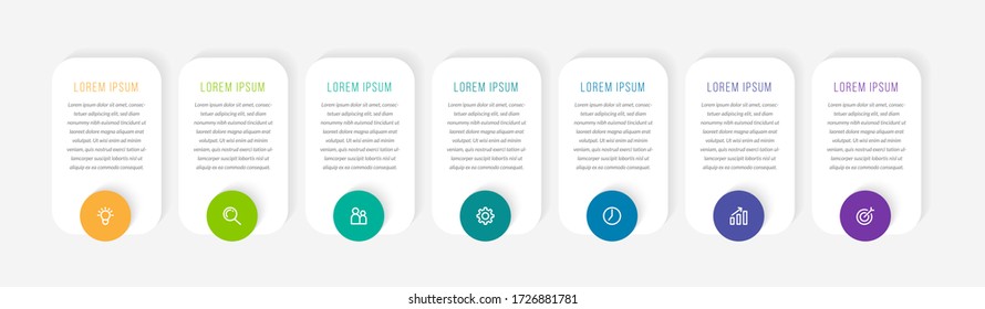 Minimal infographic template design with numbers 7 options or steps.