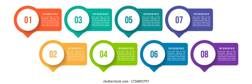 Minimal infographic template design with numbers 8 options or steps.