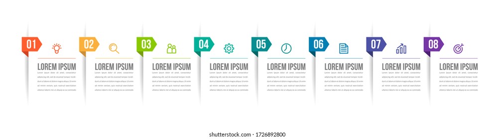 Minimal infographic template design with numbers 8 options or steps.