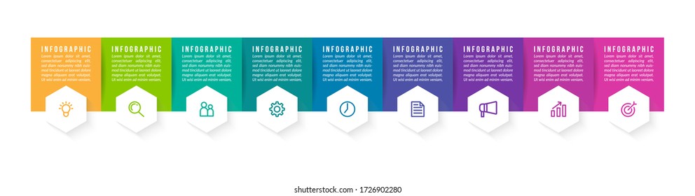 Minimal infographic template design with numbers 9 options or steps.