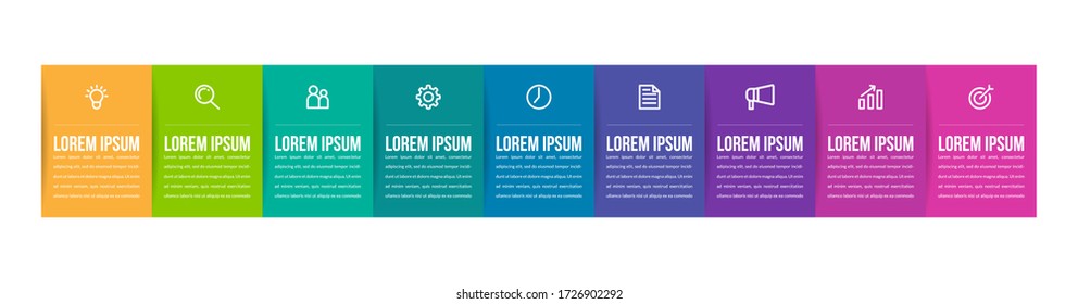 Minimal infographic template design with numbers 9 options or steps.