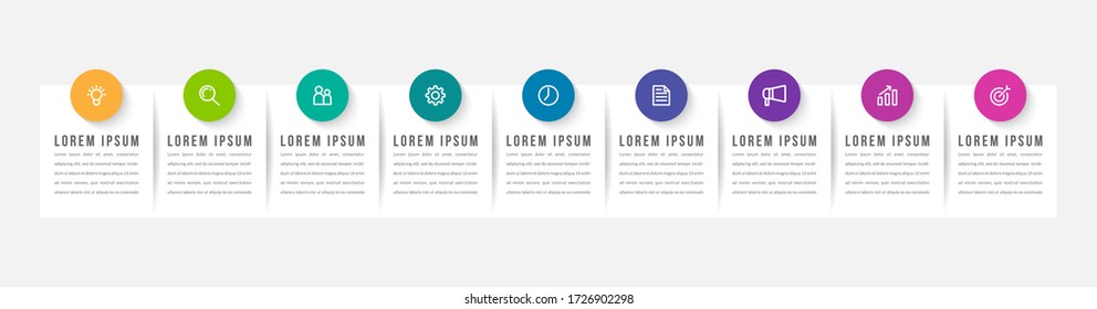 Minimal infographic template design with numbers 9 options or steps.