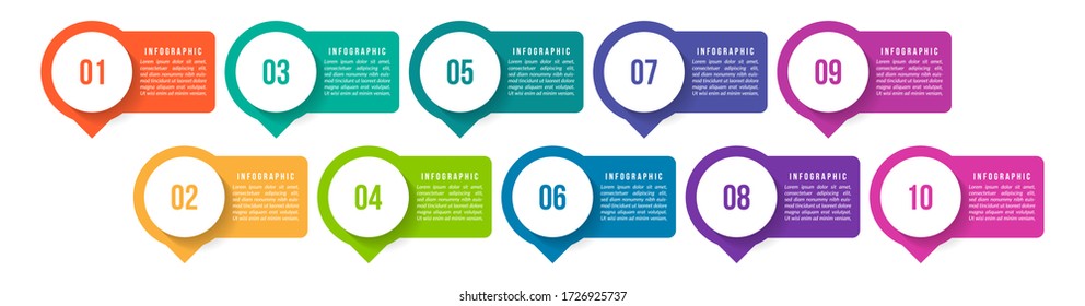 Minimale infografische Vorlagengestaltung mit Zahlen 10 Optionen oder Schritten.