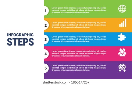 Minimal infographic template design with numbers 5 options or steps.