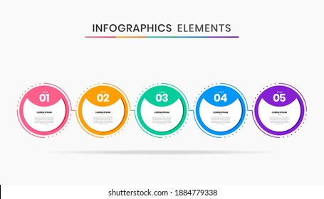 Minimal infographic template design with numbers 5 options or steps.