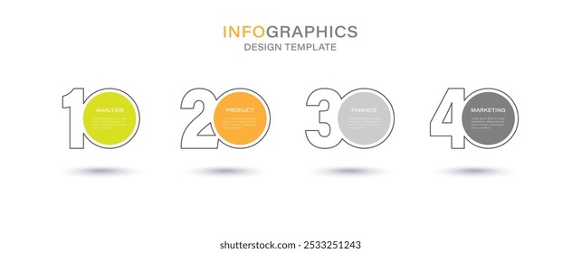 Minimal infographic template design with numbers 4 options or steps.