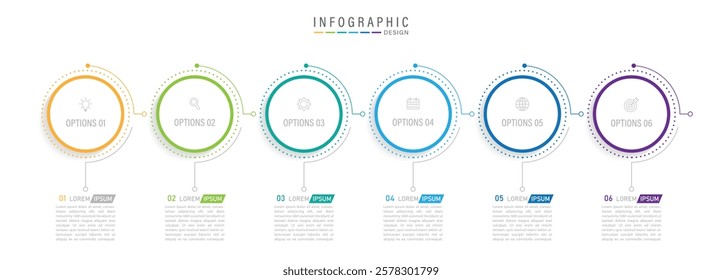 Minimal infographic template design with numbers 6 options or steps