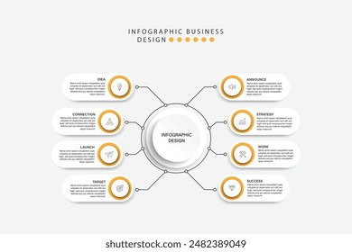 Minimale infografische Vorlage Design-Vektorgrafik mit Zahlen 8 Optionen oder Stufen.