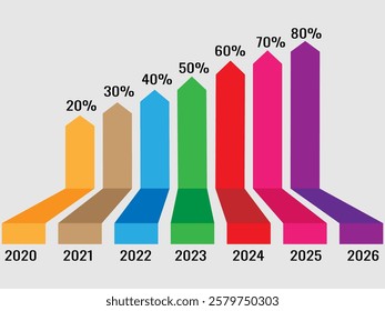  Minimal infographics, Arrows Business Growth Bar Chart, Business Growth Infographic,vector illustration 