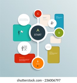 Minimal Infographics elements design . Abstract circles and squares infographic template with place for your content ;  numbered banners; graphic or website layout. Vector elements 