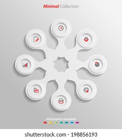 Minimal infographics template easily to be customized.Designed for interactive data communication.