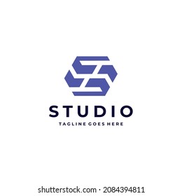 Minimal initial alphabet letter s in hexagon shape with modern monogram style and strong logo