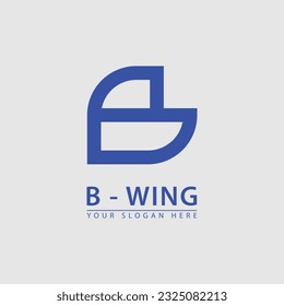 minimal initial B bird wing logo icon. Abstract vector graphics simple elegant flat illustration style.