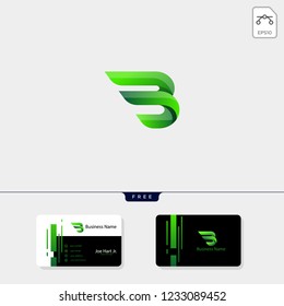 minimal initial B wings creative logo template vector illustration, get free business card design template
