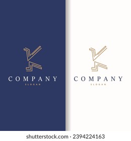 Logotipo Mínimo De Letra Inicial K, Diseño Geométrico Moderno Y De Lujo, Elemento De Plantilla Vector De Iconos