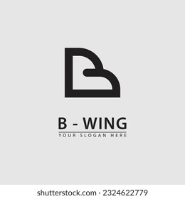 letra inicial mínima icono del logotipo del ala de ave B. Gráficos vectoriales simples estilo de ilustración plana elegante.