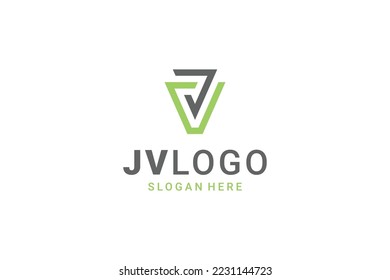 Minimal initial letter JV VJ logo design template