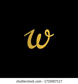 Logotipo mínimo de la letra inicial W con color de gradiente dorado y fondo negro.