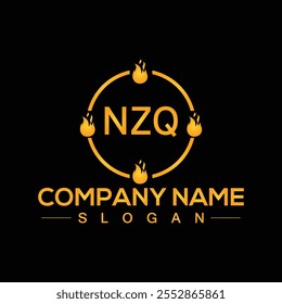 Design inicial mínimo do logotipo NZQ com ilustração e vetor de estilo de manuscrito