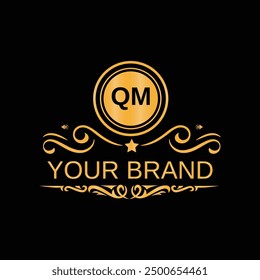 Minimal Initial QM Logo Design with Handwriting Style Vector and Illustration