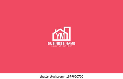   Minimal initial real estate property house building flat vector logo ymdesign 