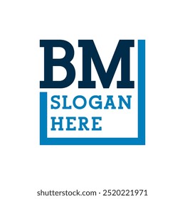 Logotipo de las iniciales mínimas B y M. Logotipo de la letra BM