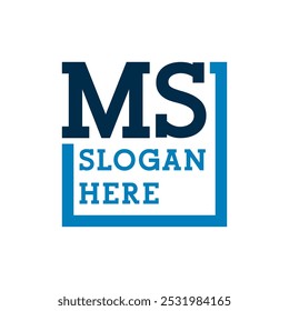 Logotipo de iniciales mínimas Logotipo de letras M y S. MS Initial, MS Letter