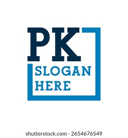 Logotipo de iniciales mínimas Letras P y K. PK Inicial, Letra PK Logotipo