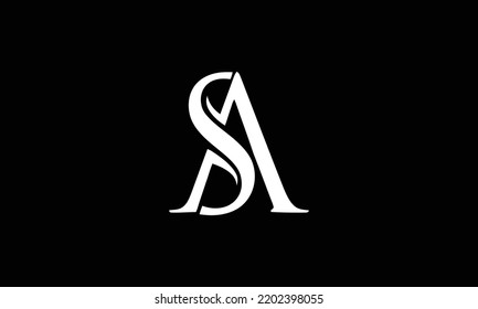 Minimal Innovative Initial AS logo and SA logo. Letter AS SA creative elegant Monogram. Premium Business logo icon. White color on black background