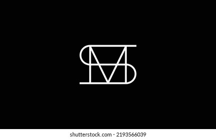 Logotipo mínimo innovador de MS inicial y logotipo SM. Letra M S SM MS Monograma creativo elegante. Icono del logotipo de Premium Business. Color blanco sobre fondo negro