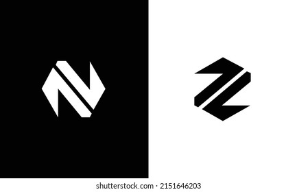 Logo Mínimo Innovador Inicial NN. Letra NN monograma creativo elegante. Icono del logotipo de N Z Premium Business. Color blanco sobre fondo negro