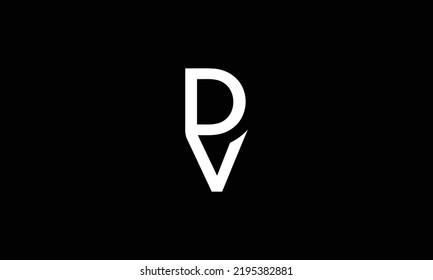 Minimal Innovative Initial PV DV Logo und VP VD Logo. Letter PV DV kreative elegante Monogram. Premium Business Logo Symbol. Weiße Farbe auf schwarzem Hintergrund.