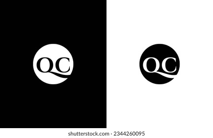 Logotipo mínimo innovador inicial de QC