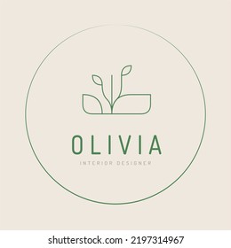 Minimal Interior Design Logo. Monoline Style. Minimalist Interior Logo Design Template