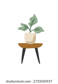 Mesa interior mínima com decoração de planta doméstica