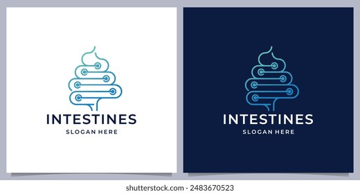 minimal intestine linear style with dot tech logo template illustration.