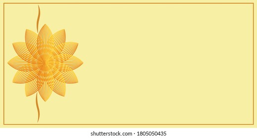 minimal invitation card background with golden flower and border