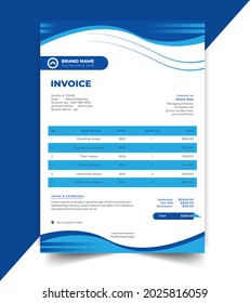 minimal  Invoice design template. business Bill form