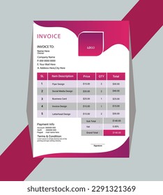 minimales Rechnungsdesign, Corporate Business Invoice Design Vorlage Vektorgrafik-Rechnung Formular Preisrechnung. moderne Rechnungsvorlage, Vektorgrafik.