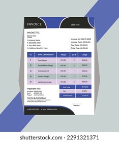 minimal invoice template design, Corporate Business Invoice design template vector illustration bill form price invoice. modern invoice template vector.