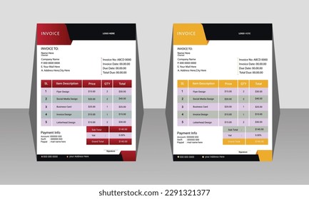 minimales Rechnungsdesign, Corporate Business Invoice Design Vorlage Vektorgrafik-Rechnung Formular Preisrechnung. moderne Rechnungsvorlage, Vektorgrafik.