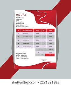 minimales Rechnungsdesign, Corporate Business Invoice Design Vorlage Vektorgrafik-Rechnung Formular Preisrechnung. moderne Rechnungsvorlage, Vektorgrafik.
