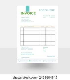 Minimal Invoice template Layout design. Vector illustration 10