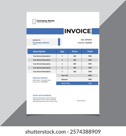 Minimal invoice template offers a clean, simple design for easy and professional billing, perfect for freelancers and small businesses.