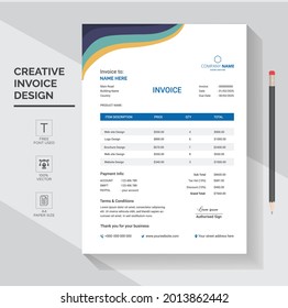 minimal  invoice template vector design. Cash Memo, Vector Quotation Design Template