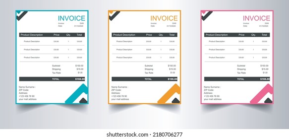 minimal invoice template vector design 2022