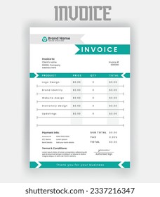 Minimal invoice template vector design