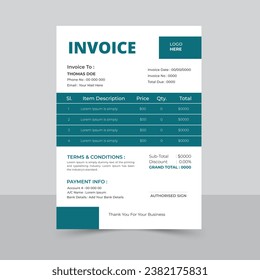 minimal invoice template vector design. professional business invoice template 