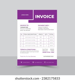 minimal invoice template vector design. professional business invoice template 