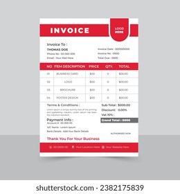 minimal invoice template vector design. professional business invoice template 